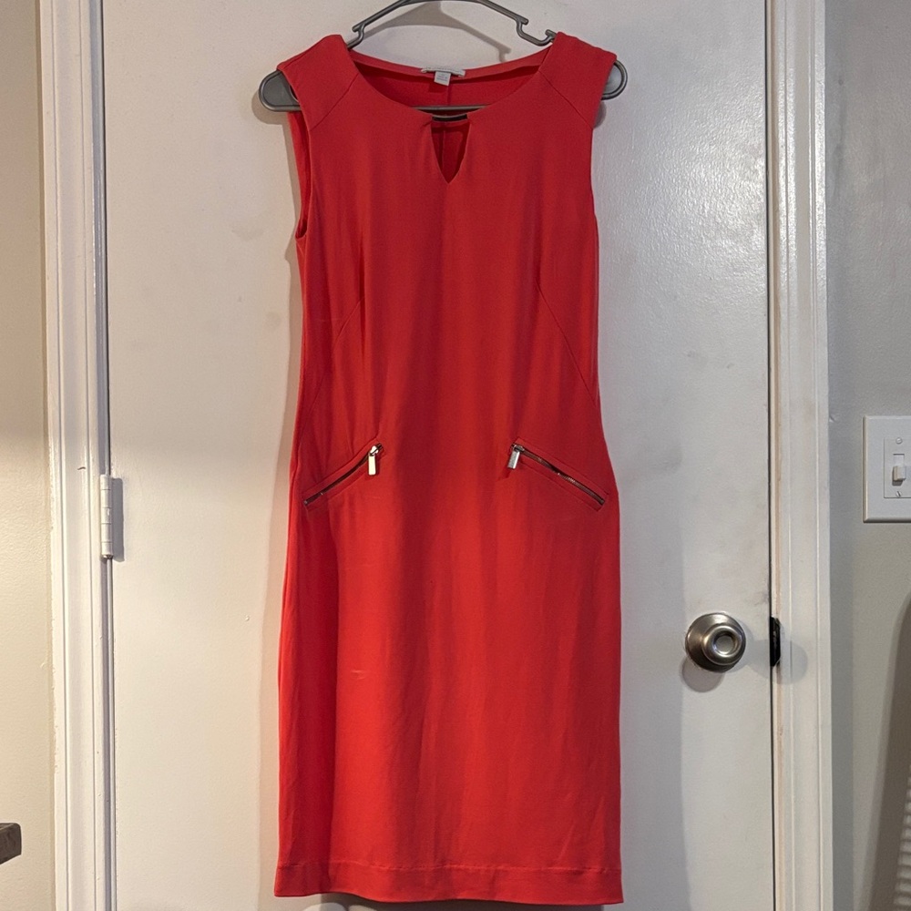 New York & Company Vibrant Red Midi Dress